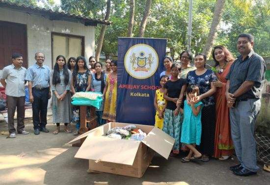 students of all classes at Apeejay School generously donated new clothes and toiletries, which were gifted to the founder and Secretary of Our Association of Remedy, an NGO that works with poor children in Sunderban and other adjoining areas, as well as Arunima Hospice, which offers care and support for HIV-infected and affected children in West Bengal