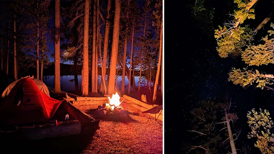 A campfire, and the night sky 