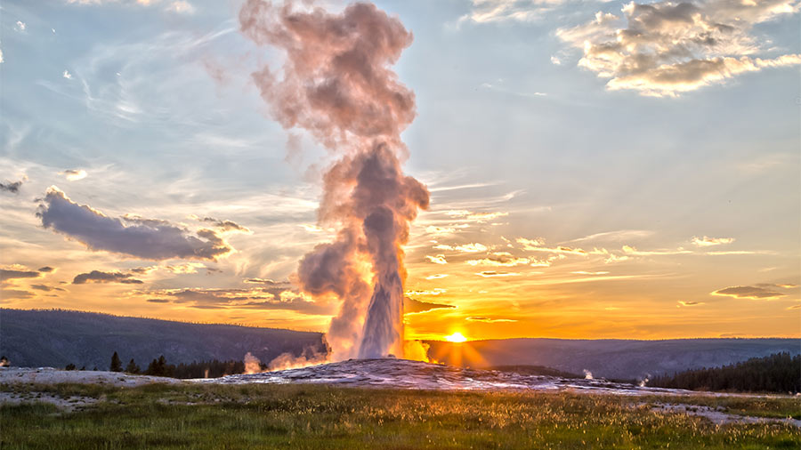 Old Faithful erupts every 75 minutes approximately 
