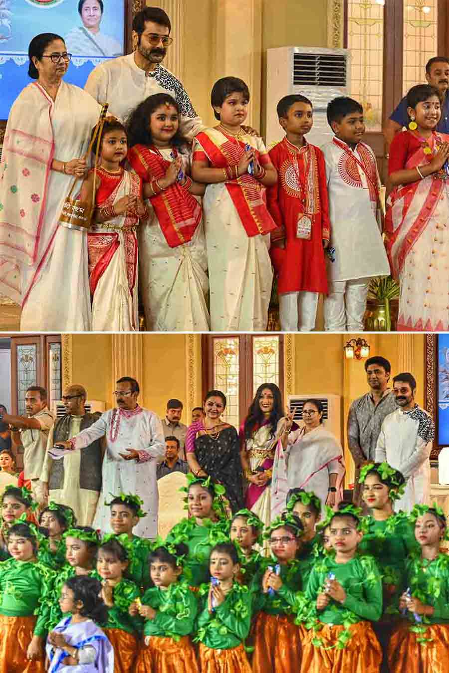 Mamata Banerjee called upon several little girls from among the performers on Red Road and lavished praise on them. Celebrities such as Prosenjit ‘Bumba’ Chatterjee, June Maliah, Rituparna Sengupta and Dev Adhikari joined in 