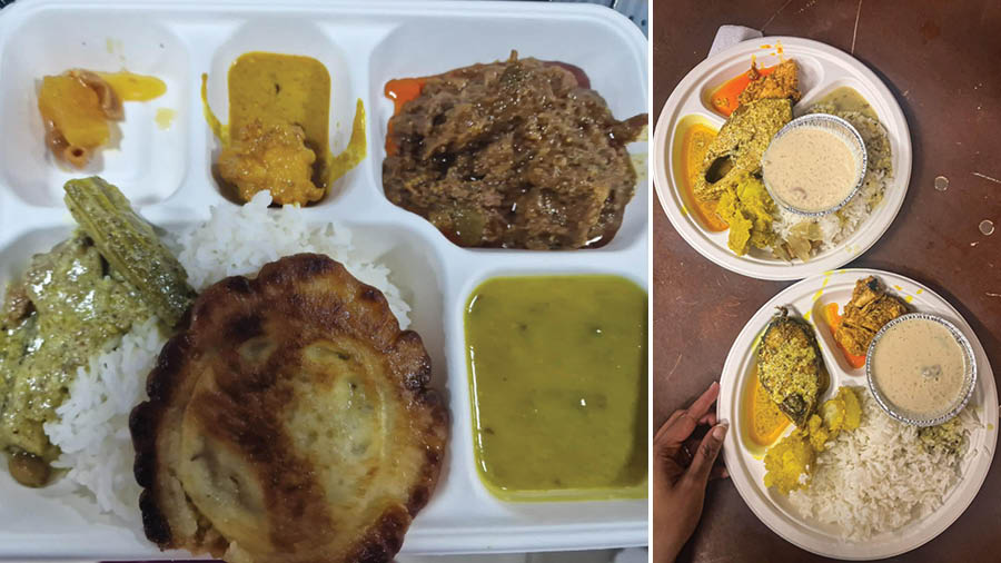 Pujo spread with Shukto to Ilish
