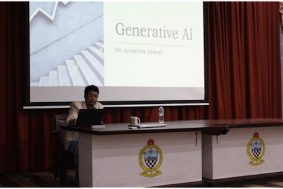 IBM's Group Manager and Location Leader for Artificial intelligence, Dr. Sanmitra Sarkar, during his lecture session titled, “Generative AI”.