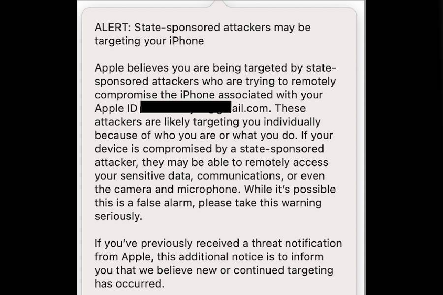 A number of Opposition leaders claims of getting similar messages on their Apple devices