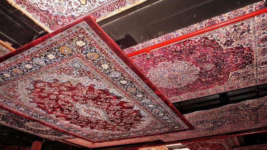The carpets on the ceiling