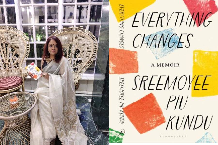 Sreemoyee Kundu, the author of Everything Changes, A Memoir; (right) Cover of the book