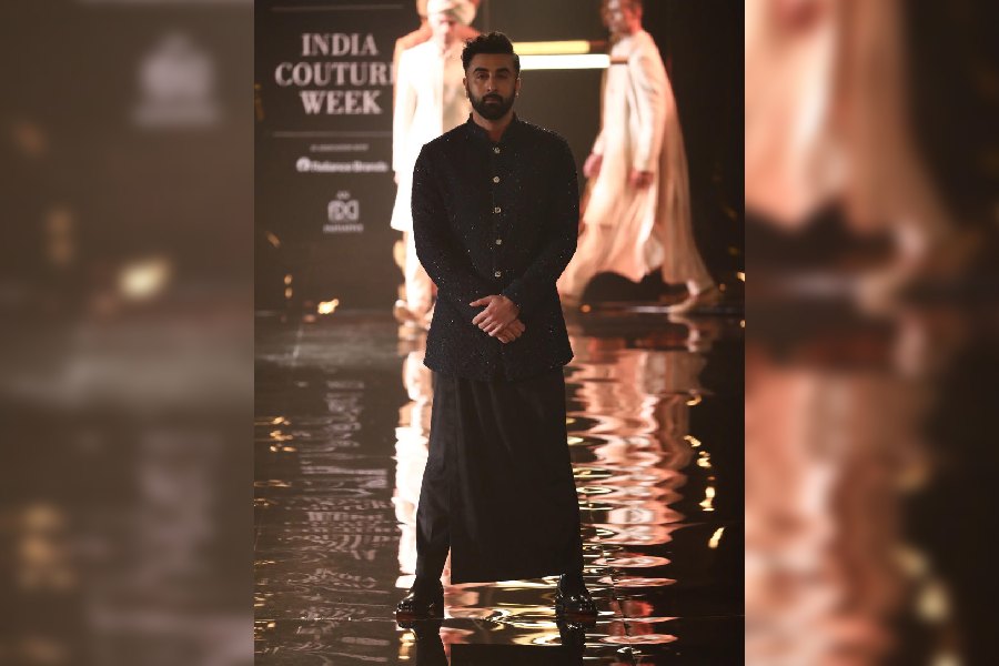 Ranbir Kapoor walked for Kunal Rawal in smart veshti pants and a sherwani