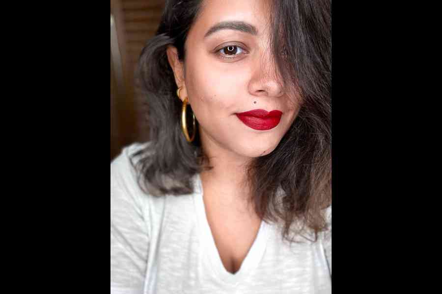 Arti Nayar in bold red lips