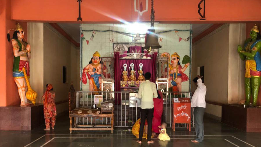 The main temple within the premises with idols of Ram, Sita, Laxman and Hanuman 