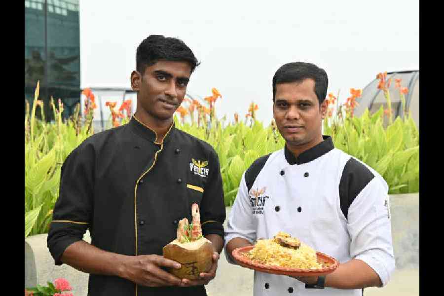 Executive chef Basudev Mallick (right), with Jyotindra Paul, chef de partie