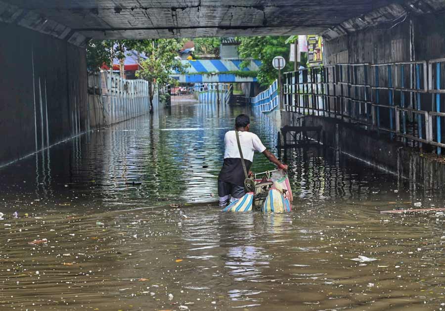 Patipukur area was under water on Tuesday after a week-long rain in Kolkata. IMD pegged Tuesday’s rainfall at 18.2 mm 
