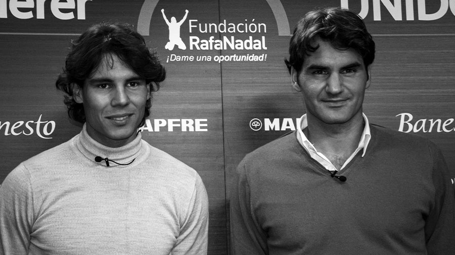 Nadal and Federer at the Rafa Nadal Foundation event in Madrid