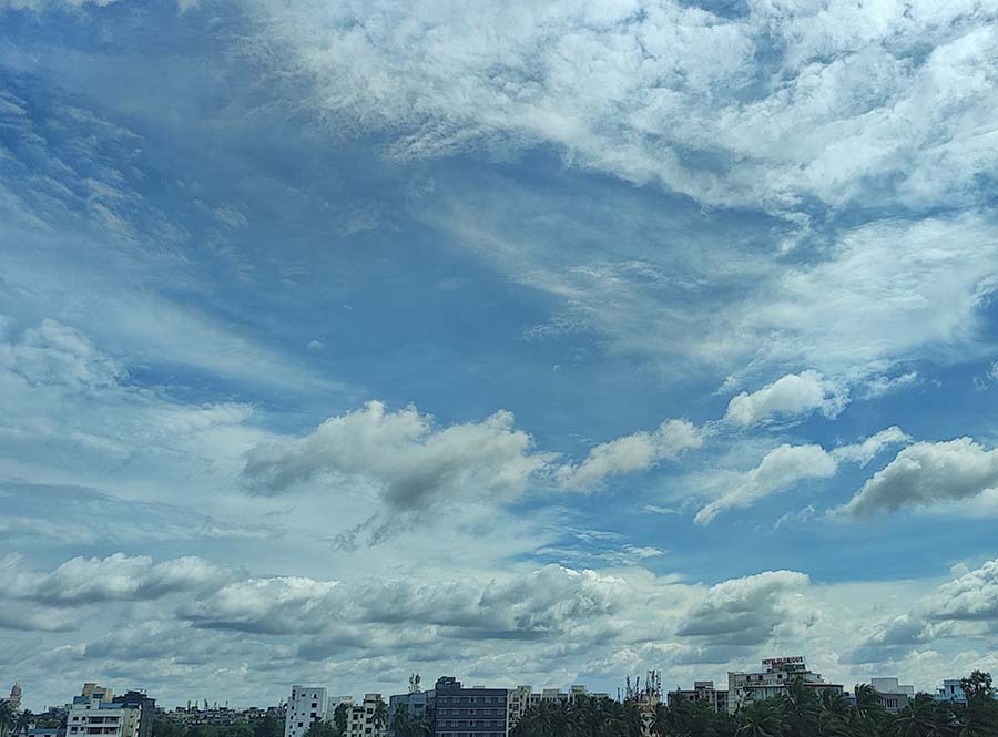 Autumn clouds showed up on Wednesday afternoon 44 days ahead of Durga Puja