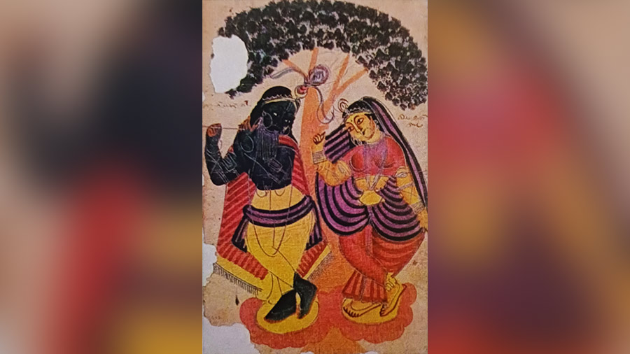 An example of the Kalighat style of painting