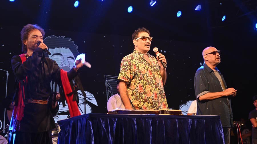 For the 16th edition of THE Festival, Bengali music artistes (L-R) Nachiketa, Silajit and Ajan Dutt, performed on the same stage for Trimūrti: Chapter ONE