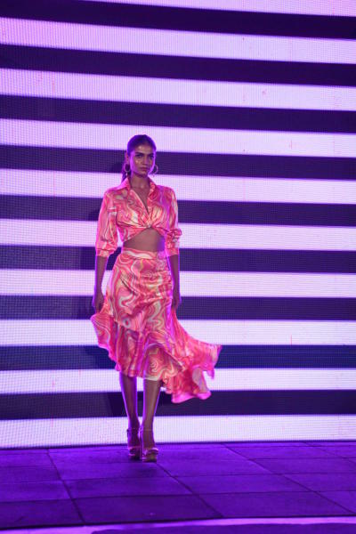 Model Ankita sported a shirt and skirt co-ord set. It was flamboyant yet subtle
