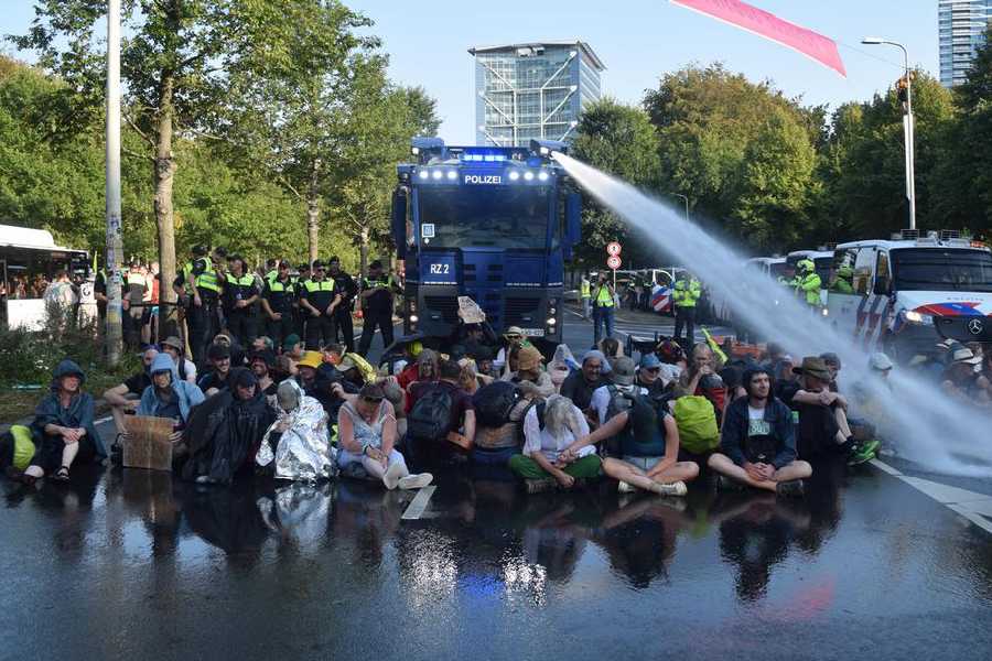 Police used water cannons against the protesters