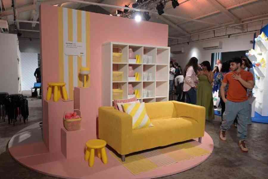 This section featured the 1980 Klippan sofa in a candy yellow colour. Its iconic Bladhult pattern of 1980 was also on display. And, the Mammut stool, which was nominated for furniture of the year when launched in 1994
