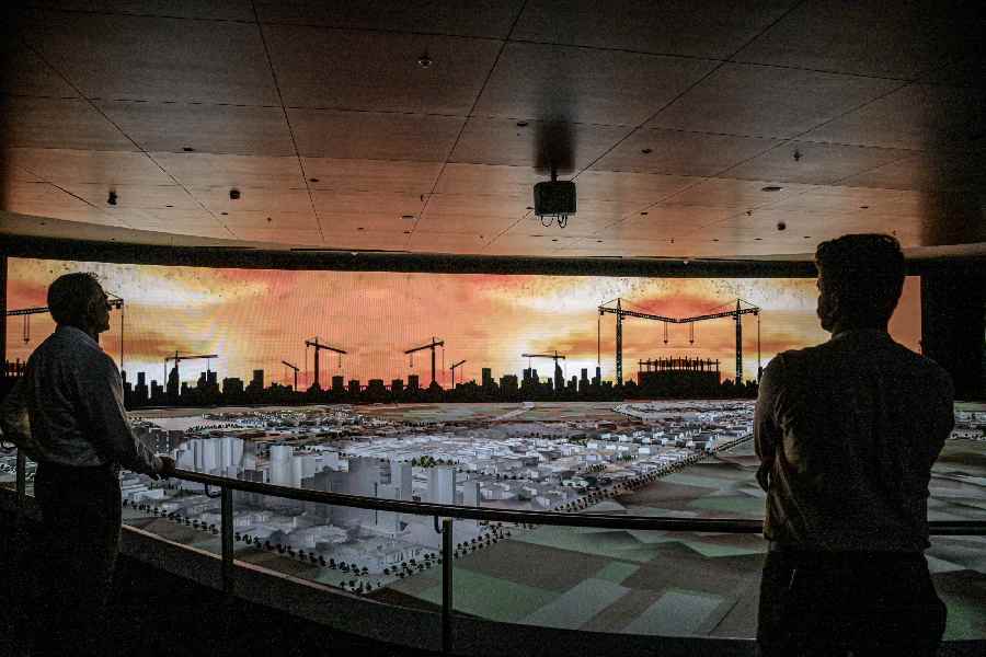 A model of the Dholera Smart City, in Dholera, India, on Aug. 25, 2023. India’s government, seizing on the world’s desire to reduce reliance on China, is offering billions to build an entire semiconductor ecosystem on vast empty plots.