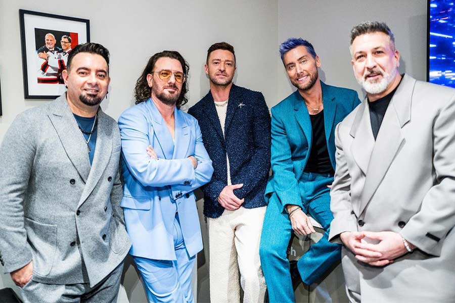 American boy band NSYNC — consisting of Kirkpatrick, JC Chasez, Justin Timberlake, Lance Bass, and Joey Fatone — enjoyed a reunion at the VMA night.