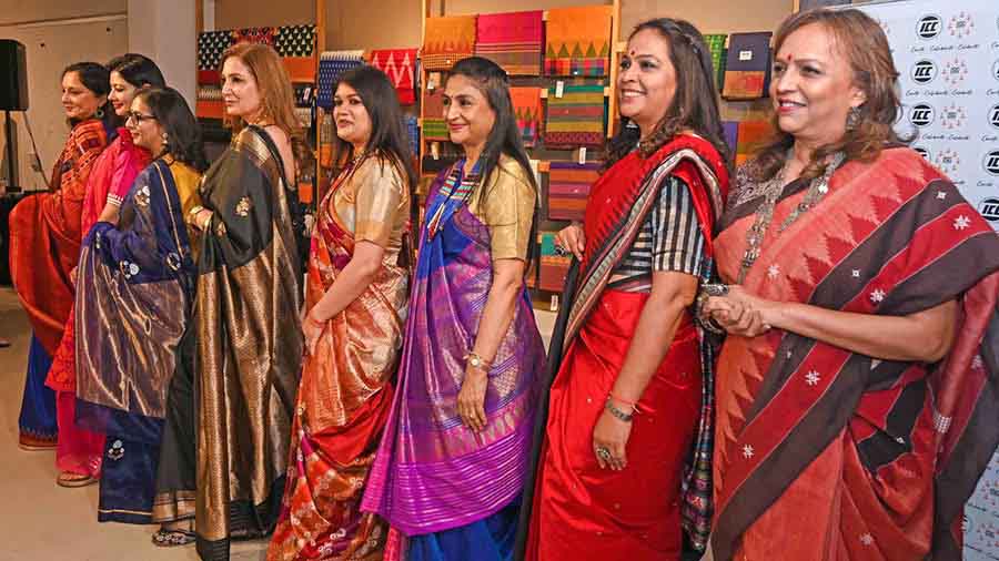 Members of the Ladies Study Group don stunning sarees, from kanjeevarams and Sambalpuri weaves to jamdanis and Benarasis, as part of a preview fashion show at CIMA in the lead-up to Art in Life 