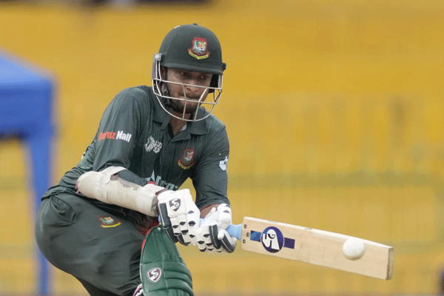 Bangladesh captain Shakib-al Hasan during his 80-run knock on Friday.