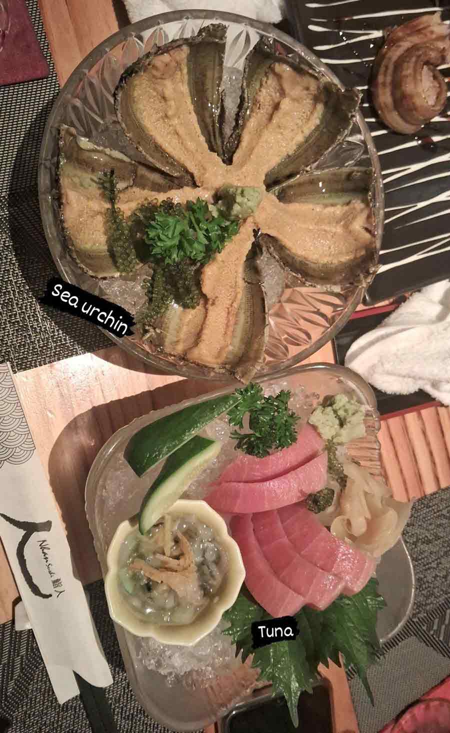 Sea Urchin, Octopus in Wasabi and Tuna Sashimi: Sea urchin was on my bucket list after it blew up on social media. It is a five-sectioned organ or the gonads of the species that is eaten as a delicacy. Nhan Sushi in Ho Chi Minh is a restaurant that served this up and we had to try it. First came the Tuna Sashimi, which was thick pieces of tuna enjoyed with soya sauce and wasabi. It came with the raw octopus, which was cut in small pieces and mixed in wasabi. It had a strong kick and was moist and had a little crunch. Next came the sea urchin, which was the highlight. You had to scoop out the bits with a small spoon and eat it whole. The whole bite was creamy and light, and didn’t have a strong umami taste. The server said that there are two kinds of sea urchins, Vietnamese and Japanese. We were served the Vietnamese one 