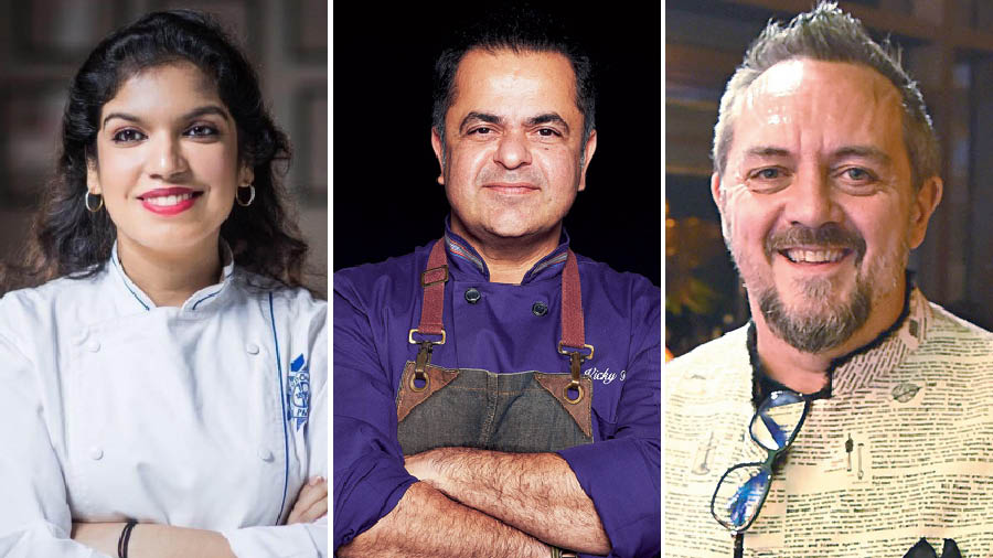 ‘Rise of the chef restaurateur’ on Day One will feature speakers like (L-R) Urvika Kanoi, Vicky Ratnani and Shaun Kenworthy, among others