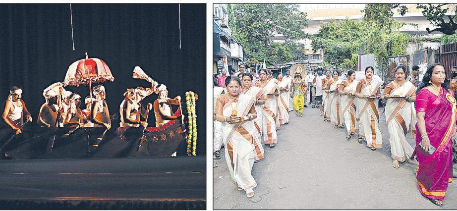 About 400 people participated in Onam celebrations organised by the Confederation of Kolkata Malayalee Organisations at Behala s Sarat Sadan on Sunday. "Onam fell in the last week of August but many Malayalee organisations held their own celebrations on the following weekends," said K Nandakumar, general secretary of the confederation, an umbrella body of 13 Malayalee organisations in the city. Governor CV Ananda Bose was supposed to be felicitated but he could not make it to the programme. He sent a message. "We felicitated PR Hari, chairman and managing director of Garden Reach Shipbuilders and Engineers, and GV Subramanian, director of Bharatiya Vidya Bhavan," said Nandakumar