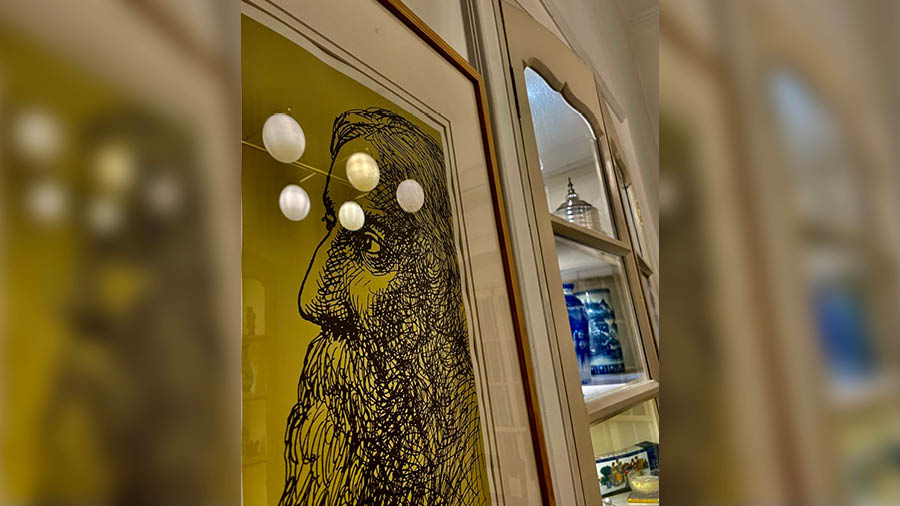 A painting of Tagore on the walls