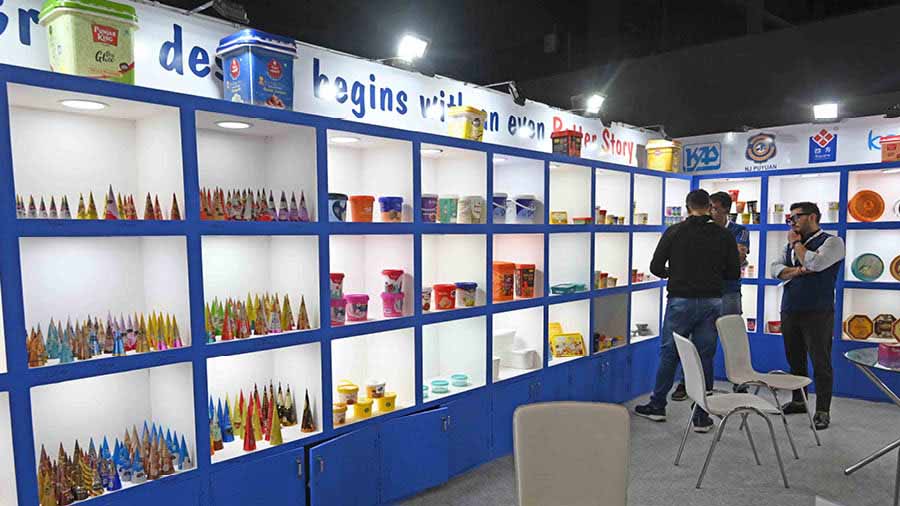 Samples of containers and packaging on display