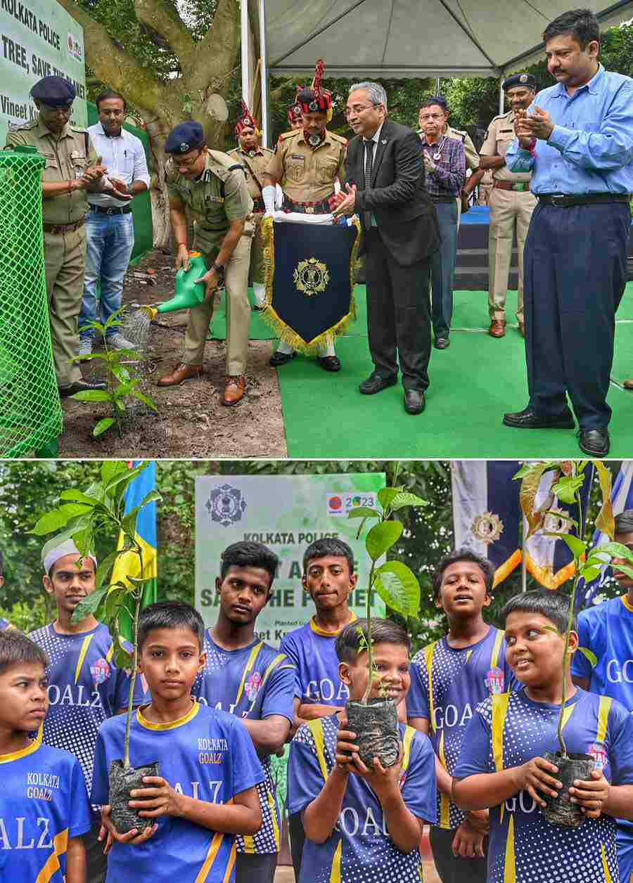 A tree plantation and saplings distribution programme was held by Kolkata Police at the Police Athletic Club tent on Monday. Additional commissioner of police, Shubhankar Sinha Sarkar; Joint commissioner of police(crime), Sankha Subhra Chakraborty and other senior police officers were present  