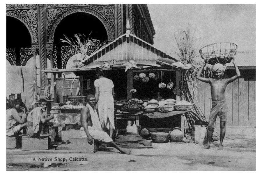 A photograph, among the ones on display at the exhibition, of a shop near a ghat in Calcutta