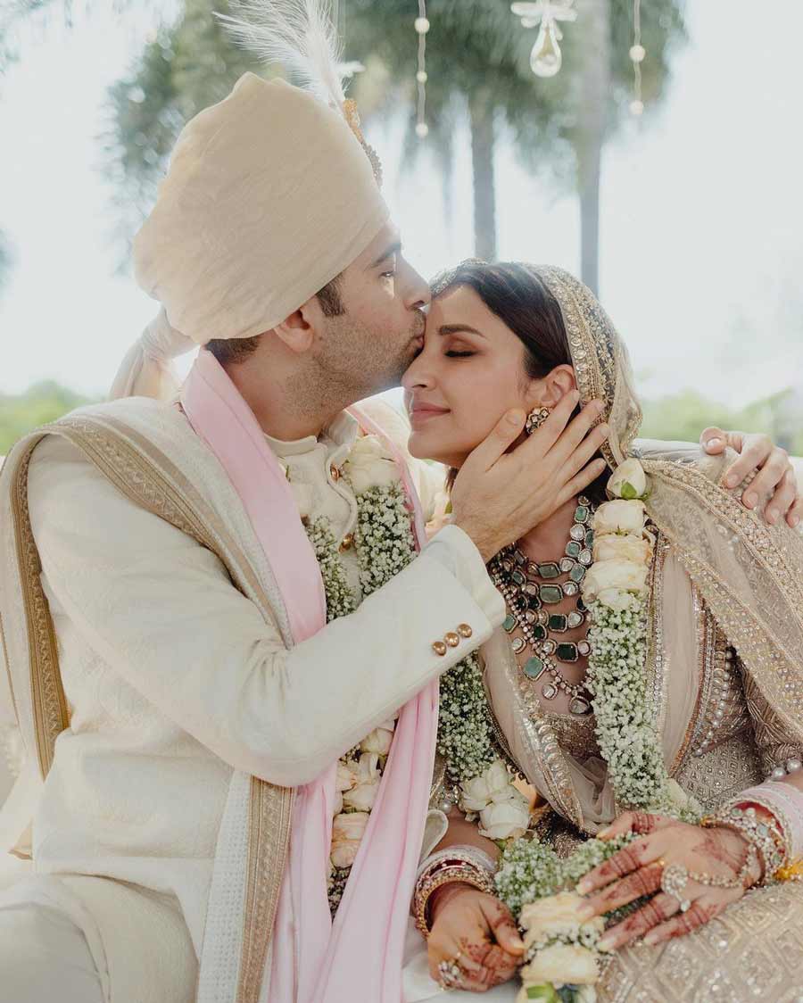 Raghav plants a kiss on Parineeti’s forehead. ‘Been waiting for this day for a long time. So blessed to finally be Mr and Mrs. Couldn’t have lived without each other,’ wrote the Ishaqzaade actress. 