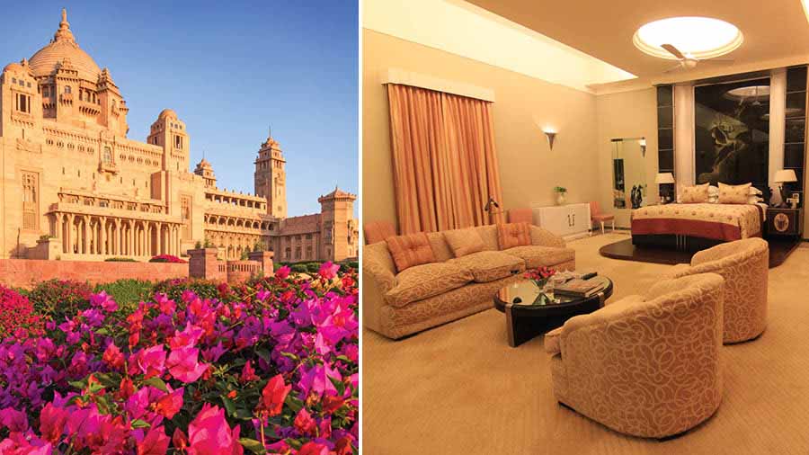 The Umaid Bhawan Palace, and a room in the hotel 
