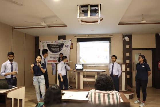 Students from Narula Institute of Technology demonstrating a presentation 