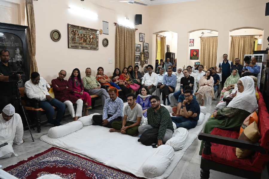 The evening of dastangoi at a central Calcutta home on Tuesday