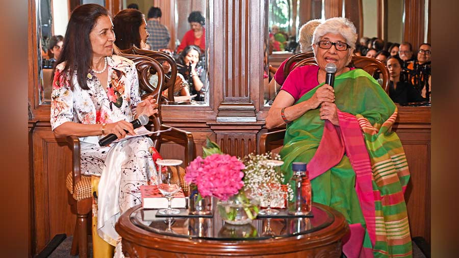 Vidya Gajapathi Raju (left) in conversation with Chowdhury