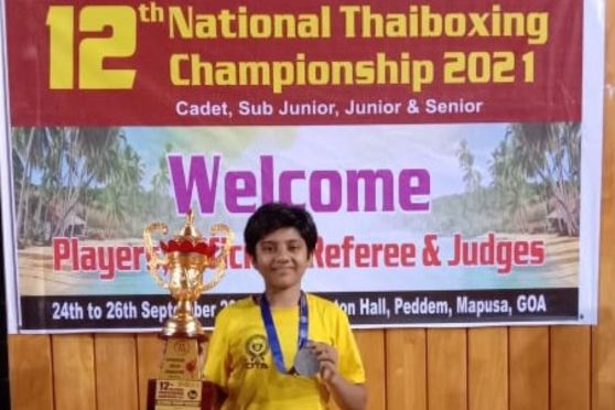 Sheshadri Pandey, who is representing India on the Global stage at the 2023 World Thai Boxing Championship in Hyderabad.