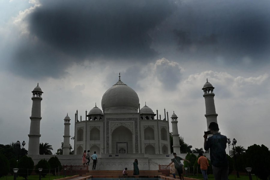 Clouds over the replica of the Taj Mahal at Eco Park in New Town.