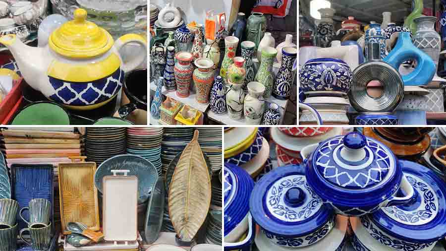 A variety of ceramic ware at Gariahat