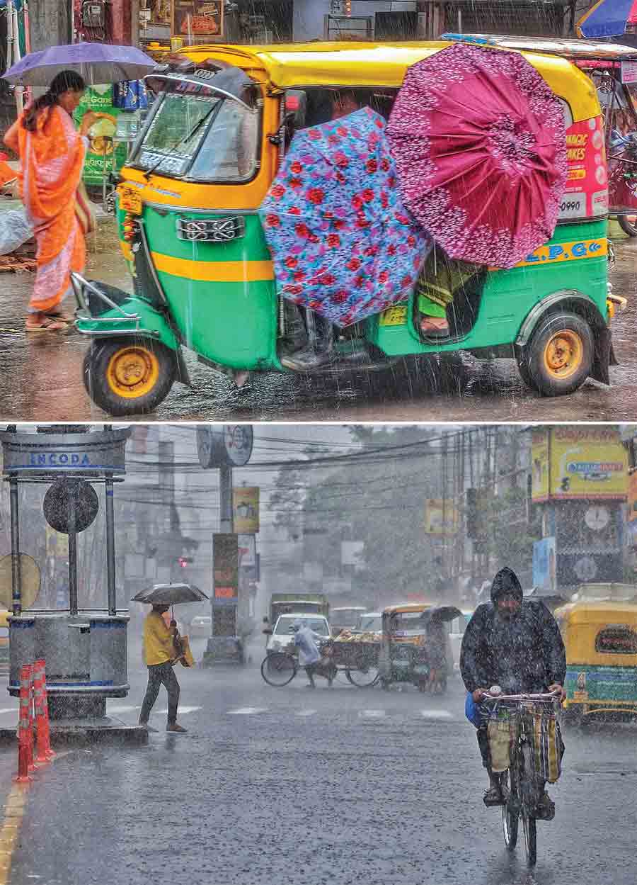 Saturday was a day of incessant rain across the city and people were forced to step out brandishing umbrellas or clad in raincoats   