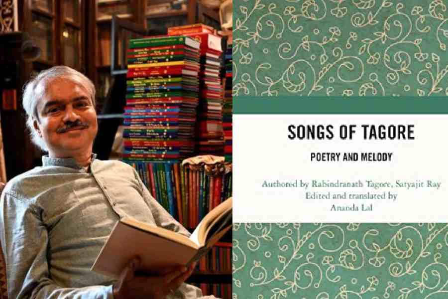Professor Lal with his Writers Workshop publications, Songs of Tagore