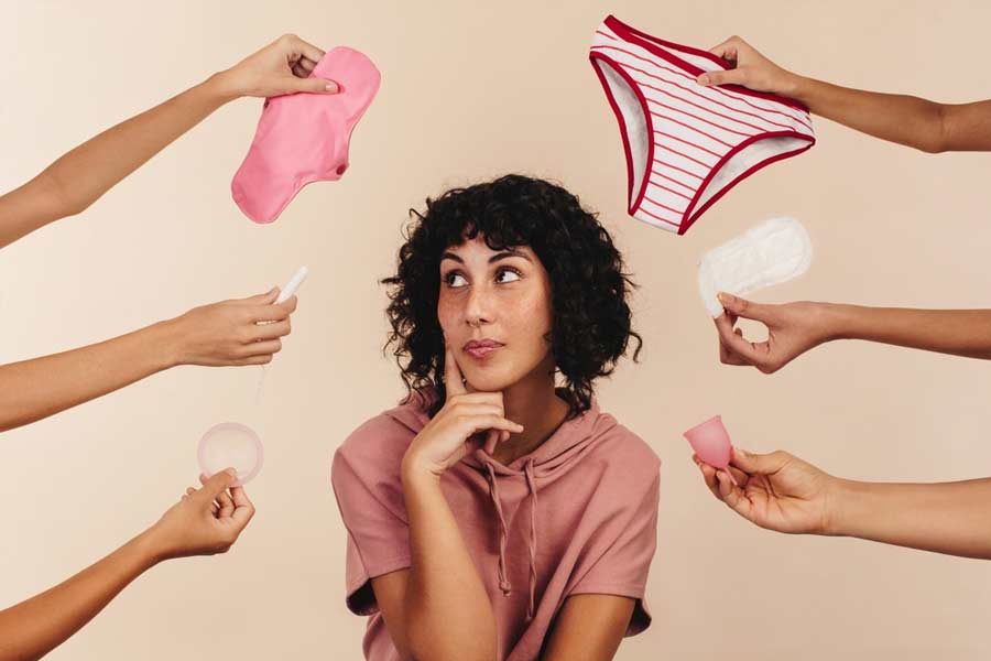 The materials used in disposable pads don’t always suit people, but there are a host of options from resuable cloth pads and period panties to menstrual cups and tampons