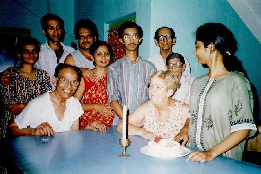 Janam’s parents (seated), with his family in Kolkata