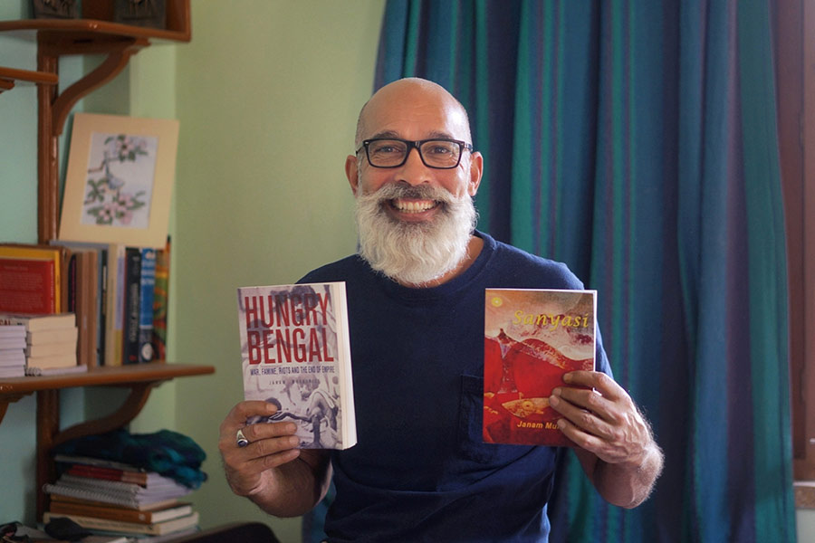 Janam’s entire life has been spent in the pursuit of writing. His books (L-R) 'Hungry Bengal' and 'Sanyasi'