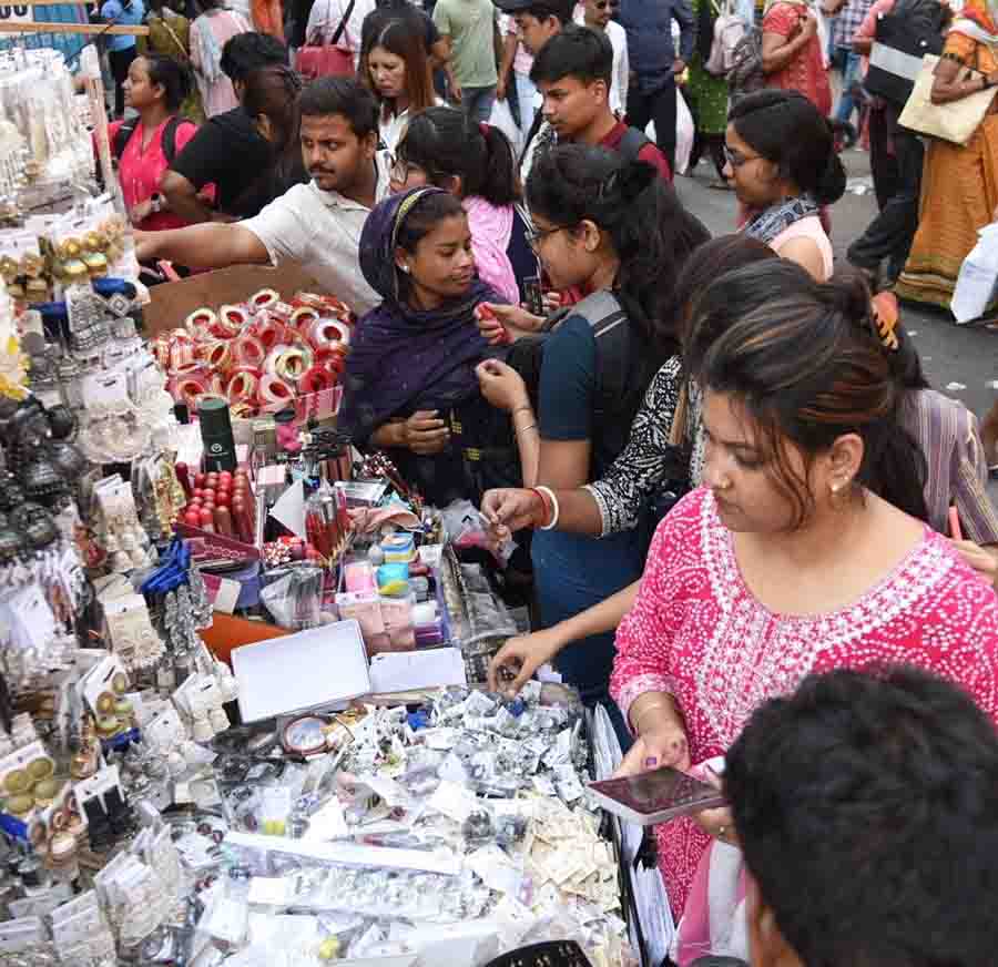 Ahead of Eid and Bengali New Year, youngsters were seen shopping at New Market on Wednesday  