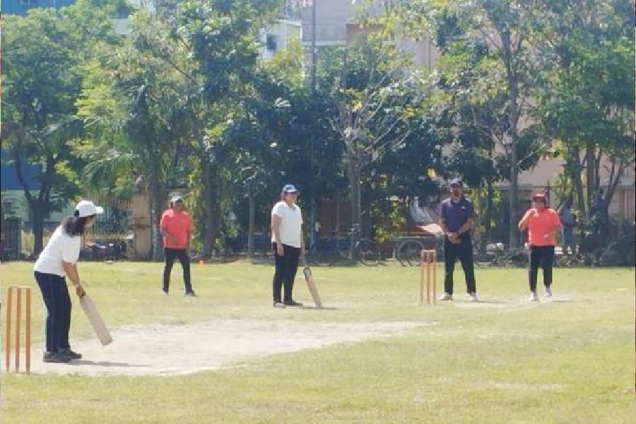 Women’s cricket match under way at a CE Block ground in New Town