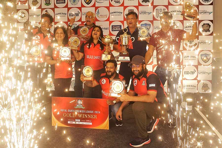 Balaji Darts celebrate winning the sixth edition of the Royal Darts Premier League at the Royal Calcutta Golf Club on April 7