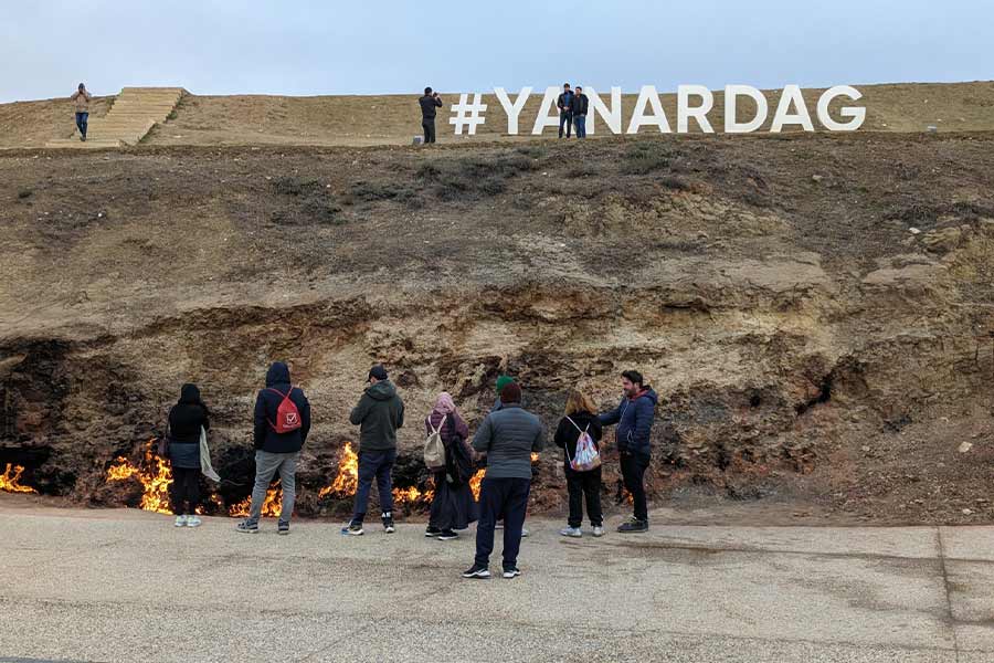 The natural flames can be witnessed at Yanar Dag