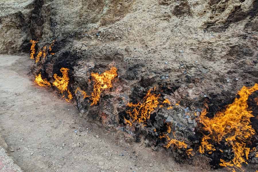 The fires at Yanar Dag burns year round and are believed to have been burning for over 4,000 years